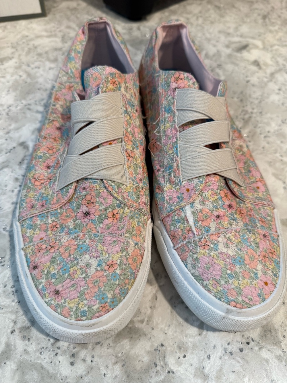 Blowfish Pastel Floral Slip-On Sneakers - Pink, Blue, Peach Size 9